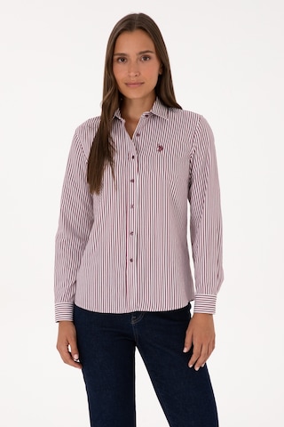U.S. Polo Assn. Kadın Bordo Çizgili Uzun Kollu Gömlek 50316492-VR177