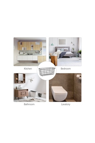 Leezsing Siyah Demir Duvar Basketi - Deliksiz Yapıştırıcı Montajlı, Mutfak/banyo/ofis Çekirdek Depolama Aracı Diğer