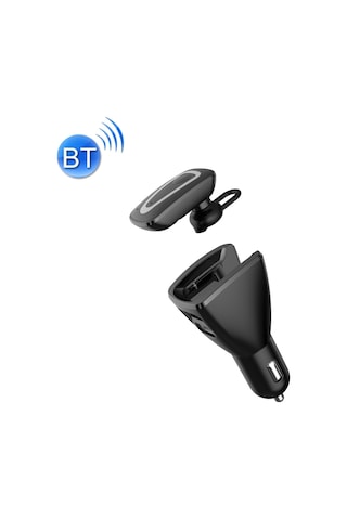 C2 2'si 1 Arada Bluetooth Kulaklık Araç Şarj Cihazı, Ahizesiz Arama Ve Akıllı Telefonları Destekleyin Çift Usb Şarj Fonksiyonu Siyah