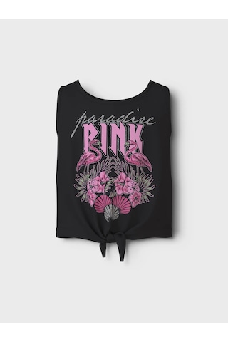 Name It Nkfvaya Sl Kız Çocuk Crop T-shirt 13241654 Siyah