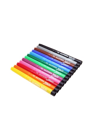 Alpino Maxi Keçeli Kalem Jumbo Keçe Uçlu Kalem 12 Renk 12'li Çok Renkli