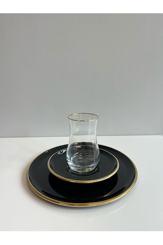 Glore 18 Parça Solid Pasta Çay Seti Siyah 85488 Siyah