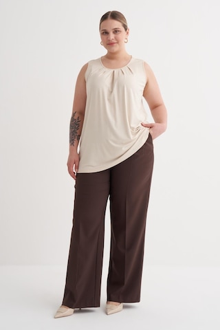 Pile Detaylı Örme Bluz-6237 Krem