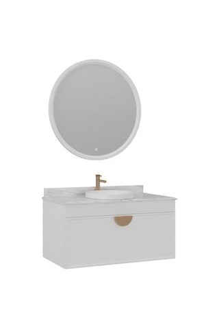 Orka Molino 100 Cm Beyaz Banyo Dolabı Takımı Ve Boy Dolabı Navaro/antrasit