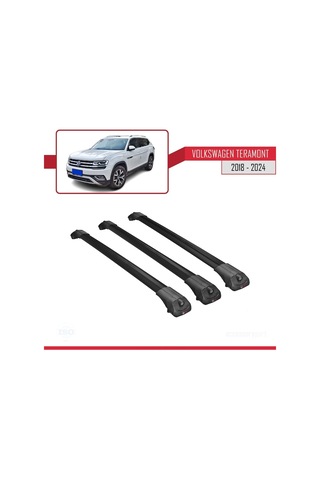 Volkswagen Teramont 2018 Ve Sonrası İle Uyumlu Ace-1 Ara Atkı Tavan Barı Siyah 3 Adet Bar