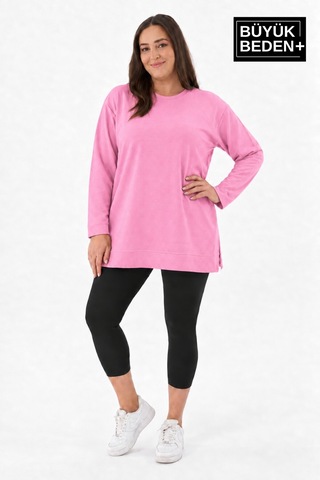 Süperlife Kadın Tunik Büyük Beden İnce Sweatshırt Spr26btk990 Pınk