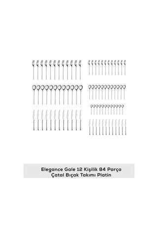 Karaca  Elegance Gale Platin 12 Kişilik 84 Parça Çatal Kaşık Bıçak Takımı
