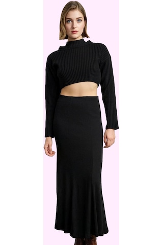 Ersefa Moda Regular Düz Desen Günlük Maxi Boy Soluk Efektli Dikiş Detayl Siyah