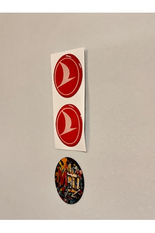 Thy Damla Sticker Etiket Kabartmalı 3d Silikon Direk Arması Türk Hava Yolları Epoksi 2adet 3,5x3,5cm Kırmızı