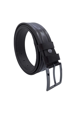 3.5 Cm. Klasik Hakiki Deri Desenli Kemer Koyu Kahverengi Kahverengi