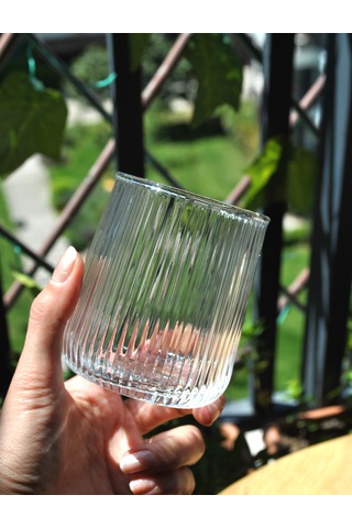 6'lı Cam Meşrubat Bardağı Çizgili Su Bardak 320 Ml