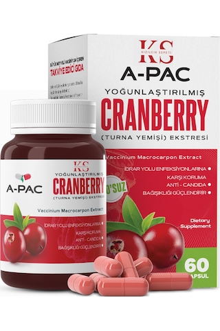 Kızılcık Sepeti A-Pac Cranberry Turna Yemişi Kızılcık Eki 60 Kapsül