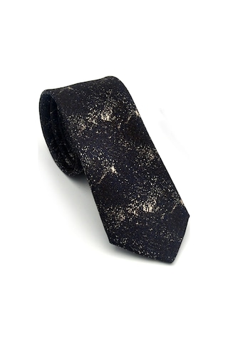 Gaffy Bej Desenli Kahverengi Dokuma Kumaş Mendilli Slim Fit Kravat // Sdk-2613-6 Bej
