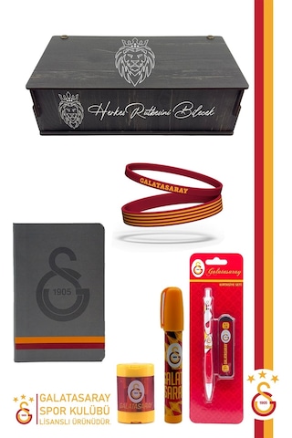 Galatasaray Orijinal Lisanslı Kalem Bileklik Bloknot Hediyelik Set Kırmızı
