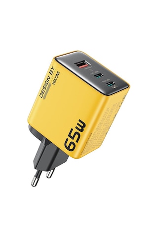 Wk Wp-u45 Keylour 65w Tip-cx2, Usb Gan Şarj Cihazı, Fiş: Ab Fiş Sarı Sarı