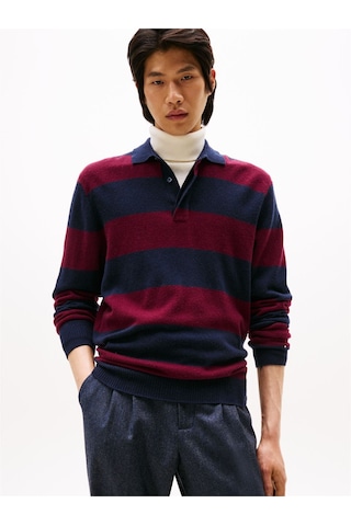 Tommy Hilfiger Dc Knıtted Rugby Erkek Mavi Kazak - Mw0mw40855