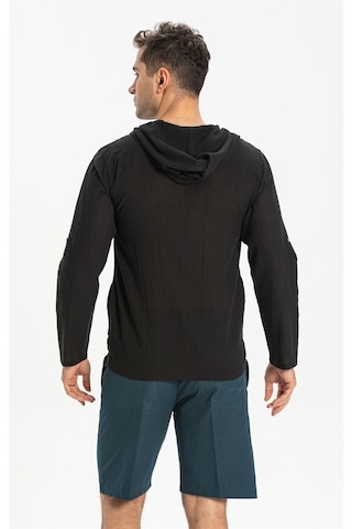Şile Bezi Kapüşonlu Erkek Sweatshirt Siyah Syh