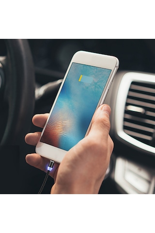 Singree Hızlı Şarjlı 3'lü Manyetik Şarj Kablosu - Micro Usb, Type-c, Lightning Uyumlu 2 Metre