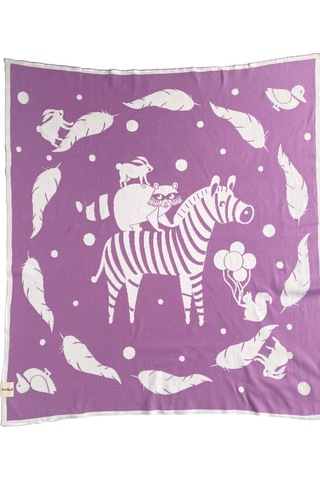 Organik Triko Bebek Örtüsü, Zebra 80x90 , Lila