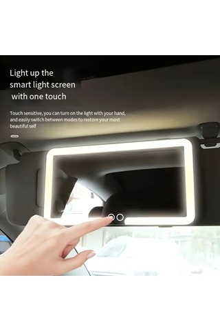 Fastbuy Dream011 1 Karat Led Işıklı Dokunmatik Araç Aynası, 3 Modlu Işık, Dolgu Işığı, Siyah, Tüm Araçlar İçin Siyah