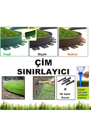 Mgf Çim Ayırıcı Sınırlayıcı Yeşil-kahve-gri Bordür 25 Metre