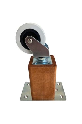 Kale Ahşap 12cm Tekerli Ayak Mobilya Masa Ve Dolap Tekerli Ayağı Frensiz 12cm Ceviz Kayın/gürgen