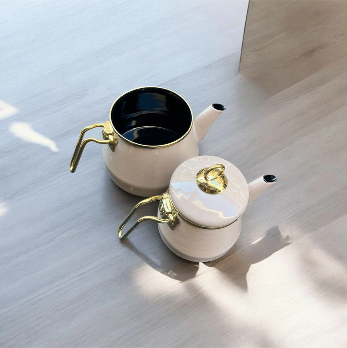 Taşev Robin Emaye Çaydanlık Takımı Toprak Gri