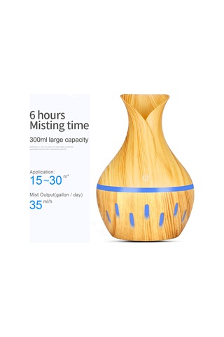 Ruicoo "300ml Ahşap Desenli Nemlendirici & Aromaterapi Difüzörü - Sessiz Çalışma, Led Işık, Usb Şarj"