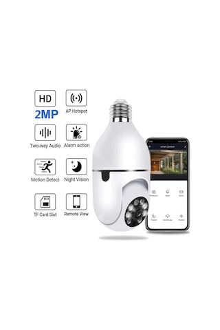 Wifi 360 Panoramik Ampul Kamera Güvenlik Kamerası Çift Wifi 360 Derece Gece Görüşlü