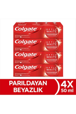 Colgate Optic White Parıldayan Beyazlık 50 Ml X4 Adet + Zig Zag Charcoal 1+1 Orta Sert Diş Fırçası Beyazlık