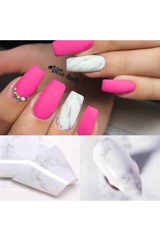 10lu Tırnak Süsleme Folyosu Renkli Mermer Dizayn Nail Art Transfer Folyo