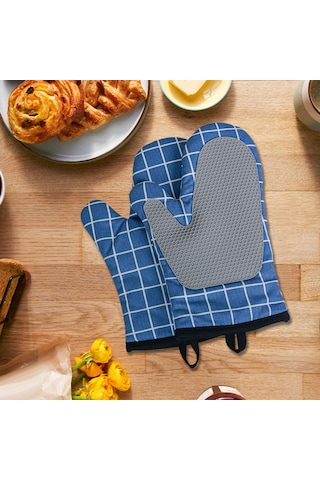 Suntek Magideal Ekleme Silikon Fırın Eldiveni Kaymaz Mutfak Mavi