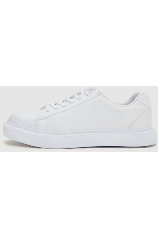 D's Damat 0EC09ORT0378 Beyaz Kalın Beyaz Tabanlı Bağcıklı Sneaker Ayakkabı Beyaz