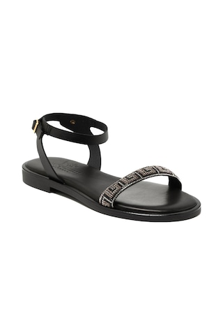 19 Black Sandalet Kadın 21008 Myconian 2025 Greek Sandal Siyah