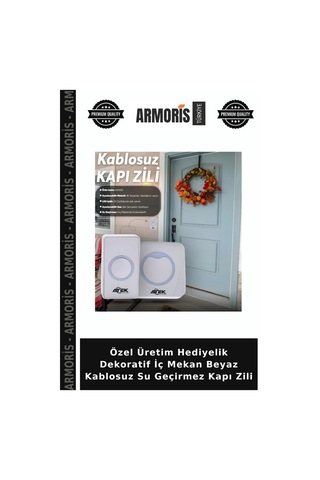 Özel Üretim Hediyelik Dekoratif İç Mekan Beyaz Kablosuz Su Geçirmez Kapı Zili