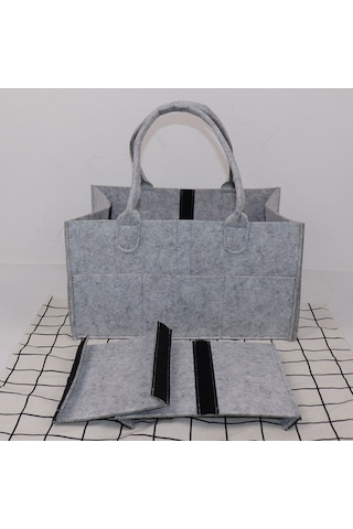Dianziye Bebe Bezi Felt Depolama Çantası - Ev Ve Seyahat İçin Organize, Hafif Ve Dayanıklı, Gri, 34x24x18 Cm Gri