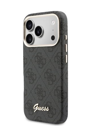 Apple Uyumlu iPhone 17 Pro Max Kılıf Guess Lisanslı M-safe Özellikli Script Yazı Logolu 4g Desenli Kapak Siyah