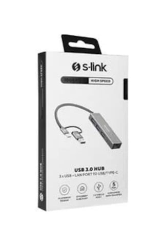 S-link Sw-u332 Type-c - Usb3.0 1000mbps 3 Port Usb Gigabit Ethernet Adaptör