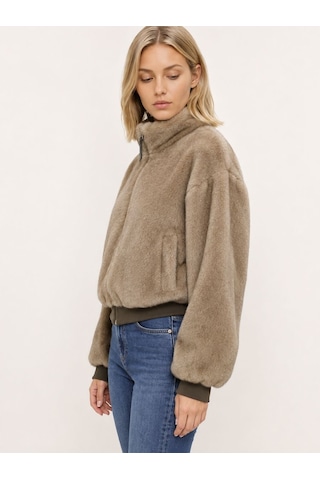 Loft Kadın Bej Kapüşonlu Oversize Mont Lf2043908 Q1.v1