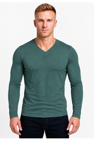 Axxel Erkek Mint Yeşili Pamuklu Likralı Süprem Uzun Kollu T-shirt-d236