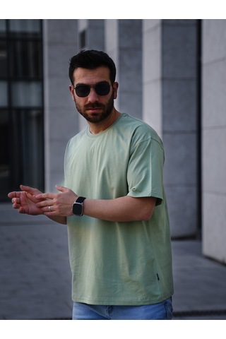 Erkek Oversize Tişört Turkuaz Turkuaz