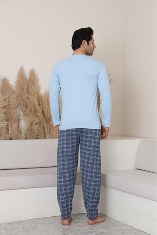 Sude Homewear Erkek Uzun Kol Pijama Takımı Mavi