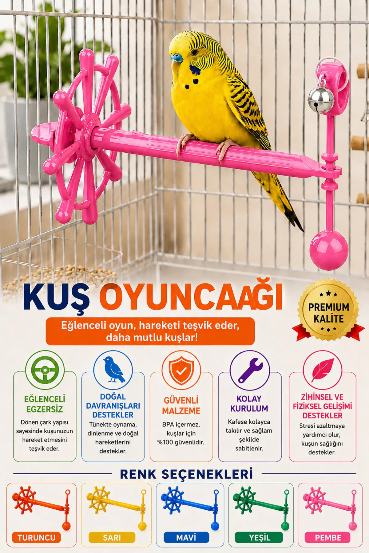 Kuş Oyun Çarkı Pembe