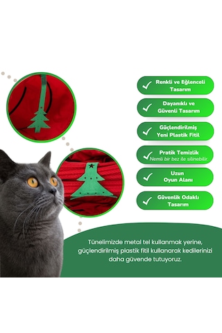 Miyav Kırmızı Renkli Uzun Kedi Tüneli 125 Cm