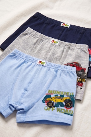 Öts Erkek Çocuk 3 Lü Pamuklu Boxer Baskılı Ergonomik Tasarım 7396-3 Renkli