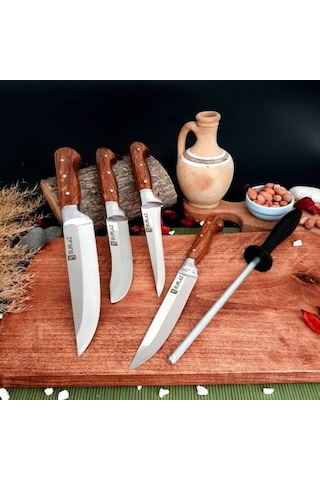 Sürlaz Sürmene Bıçak Seti Kasap Bıçağı Et Bıçağı Kahverengi - Siyah