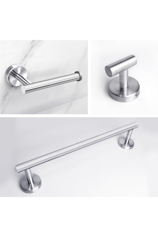 Novahub 4'lü Set Paslanmaz Çelik Banyo Havlu Askısı - Gümüş Renk Pratik Kullanım Gümüş