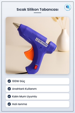Silikon Tabancası 100w Anahtarlı Kalın Mum Uyumlu Sıcak Yapıştırm