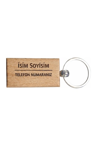 Kişiye Özel Dikdörtgen Ahşap Anahtarlık İsim Soyisim Ve Telefon Numarası Yazılı Lazer Gravür Anahtarlık Kişisel & Acil Durum Anahtarlığı