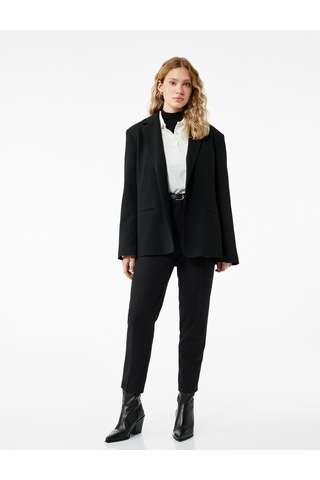Koton Slim Fit Yüksek Bel Kemerli Cigarette Kumaş Pantolon Siyah 6wak40018uw Siyah